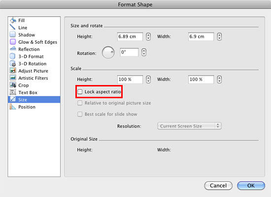 Format Shape dialog box Format Shape dialog box