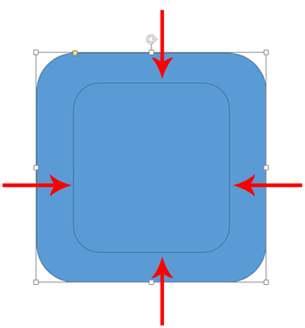Ctrl dragging resizes from the center of a shape rather than from a corner or side Ctrl dragging resizes from the center of a shape rather than from a corner or side