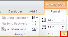 Click the arrow dialog launcher to summon the Format Shape dialog box Click the arrow dialog launcher to summon the Format Shape dialog box