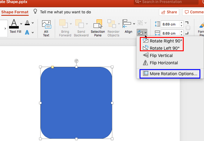 rotate an image in word for mac