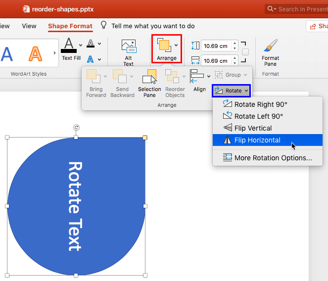 rotate text in microsoft powepoint 