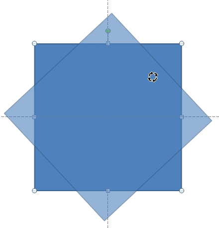Drag the green rotation handle to rotate the shape