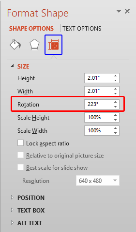 Format Shape pane Format Shape pane