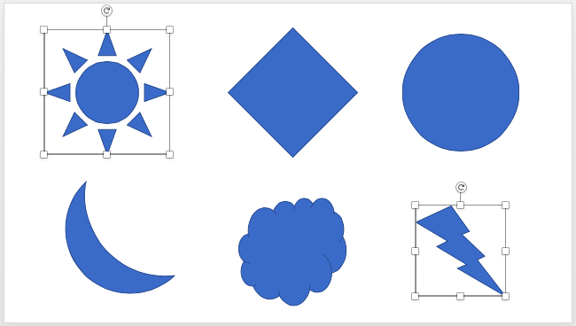 Two shapes selected on the slide