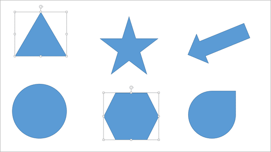 Two shapes selected on the slide