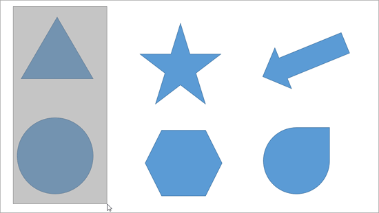 Draw a marquee over the shapes to select them