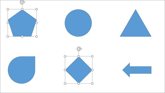 Two shapes selected on the slide