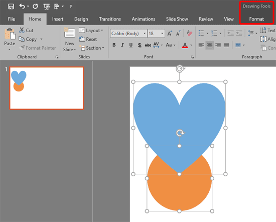 Drawing Tools Format tab