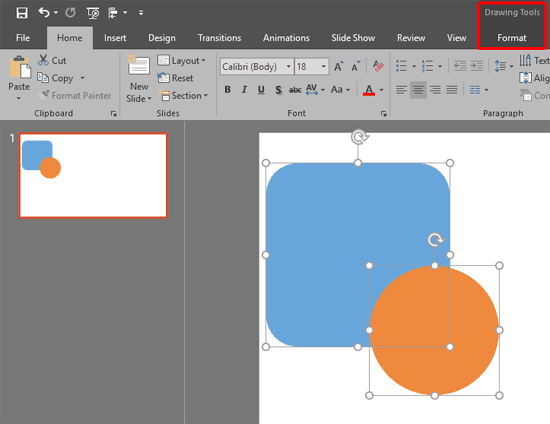 Drawing Tools Format tab