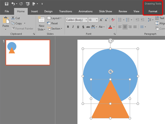 Drawing Tools Format tab