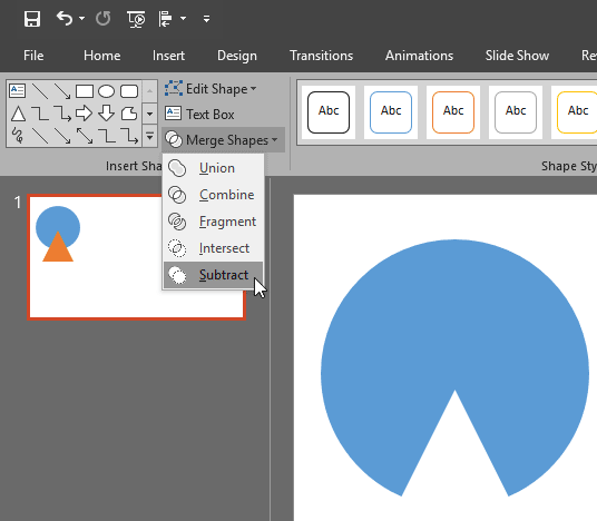 where is merge shapes in powerpoint 2010