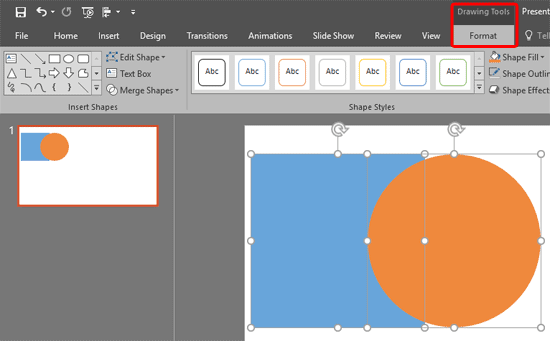 Drawing Tools Format tab