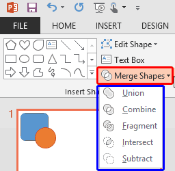 Merge Shapes drop-down gallery Merge Shapes drop-down gallery