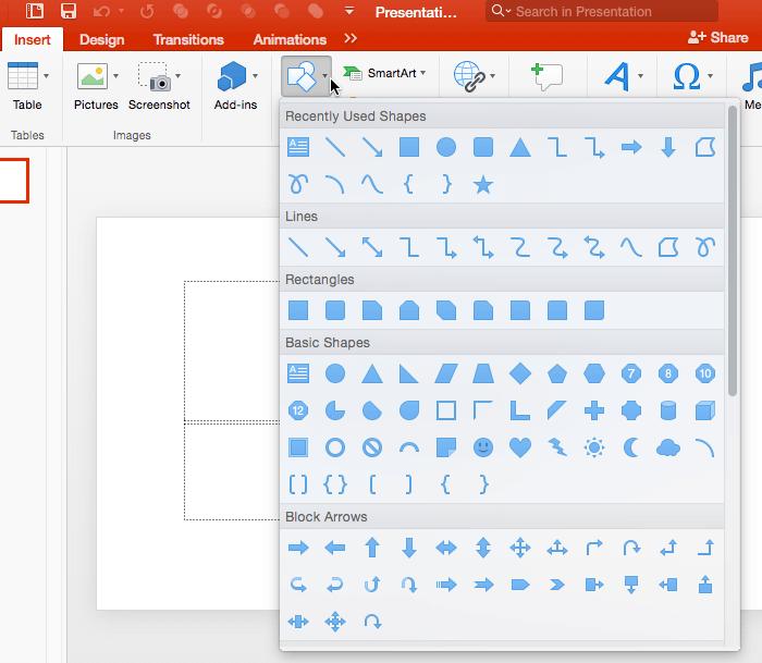 powerpoint for mac same width for all shapes