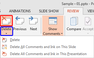 Delete drop-down menu Delete drop-down menu
