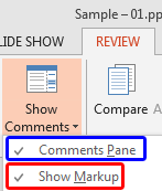 Show Comments button