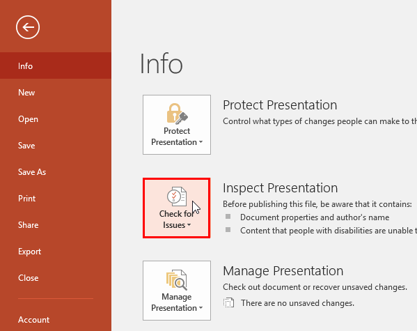 Check Compatibility In PowerPoint 2016 For Windows