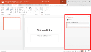 Comment on OneDrive in PowerPoint for the Web