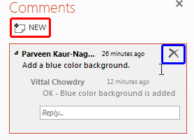 Buttons to add and delete comments Buttons to add and delete comments