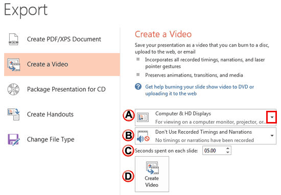 Create a Video option