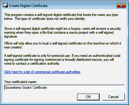 Create a digital certificate