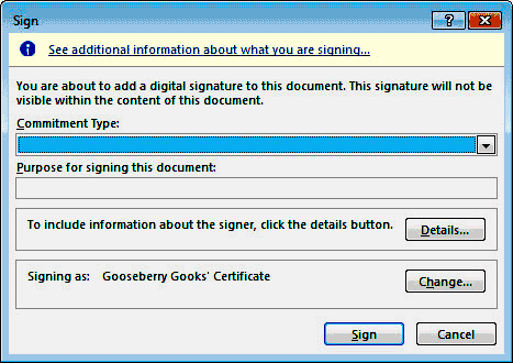 Sign your PowerPoint presentation file with your digital signature