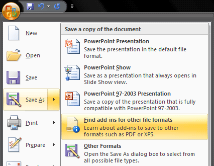 Getting Office 2007's Save As PDF Add-in In PowerPoint 2007 For Windows