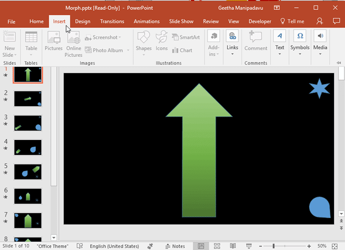 Options within Insert tab grayed out Options within Insert tab grayed out