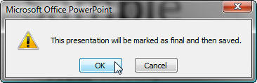 Message Window to confirm Mark as Final action Message Window to confirm Mark as Final action