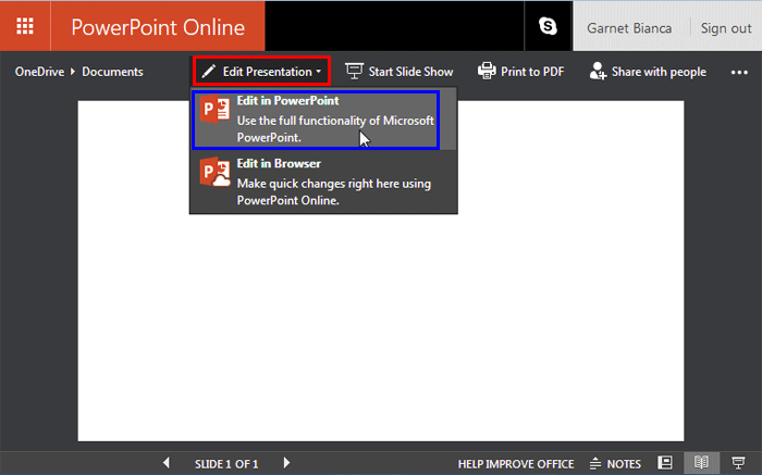 Edit in PowerPoint option