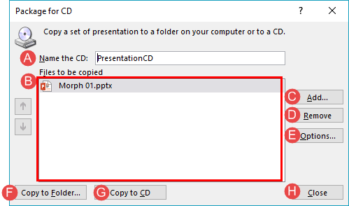 Package for CD dialog box