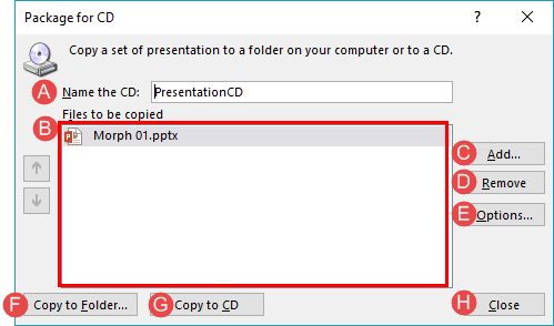 Package for CD dialog box Package for CD dialog box