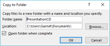 Copy to Folder dialog box Copy to Folder dialog box