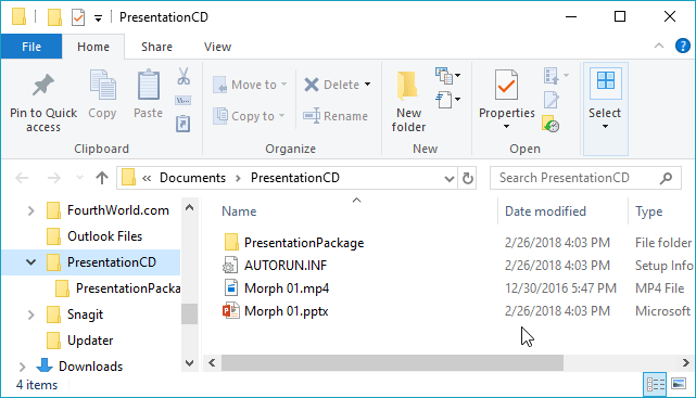 Folder with the copied files