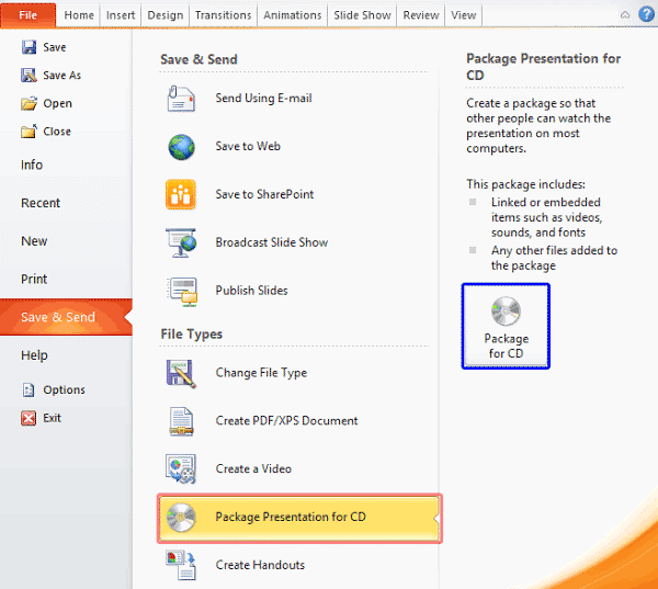 Package Presentation for CD option Package Presentation for CD option