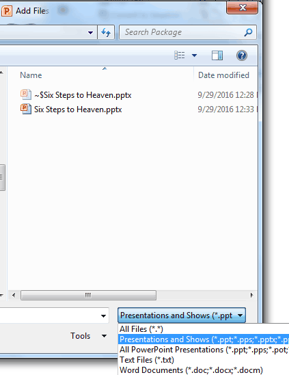 Add Files dialog box Add Files dialog box