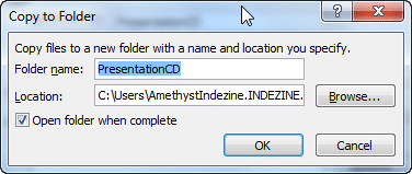 Copy to Folder dialog box Copy to Folder dialog box