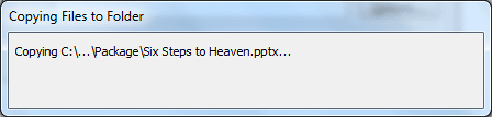 Copying Files to Folder message window Copying Files to Folder message window