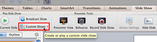 Custom Shows button
