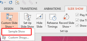 Custom Slide Show drop-down menu