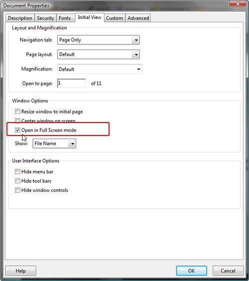 Playing Adobe Acrobat PDFs Full Screen