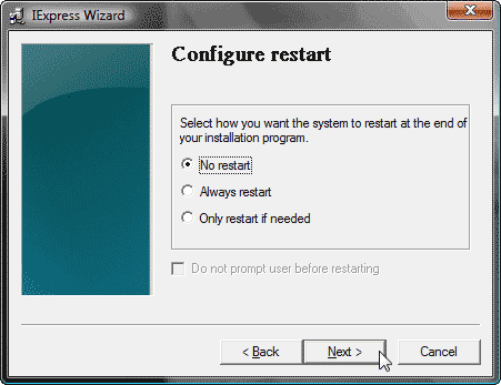 Configure restart