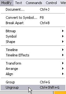 Ungroup slide objects in Flash