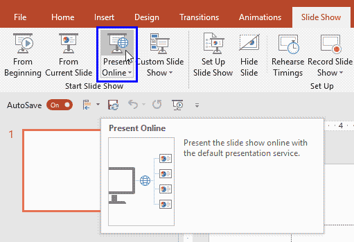 Access the Present Online option Access the Present Online option