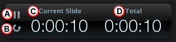 Options within the Timings bar Options within the Timings bar