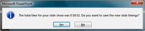 Do you want to save the new slide timings?