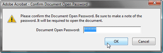Confirm password to open