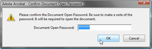 Confirm password to open Confirm password to open