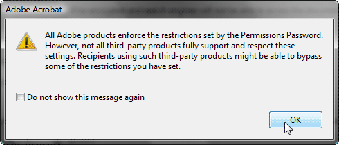 Acrobat Pro warning Acrobat Pro warning