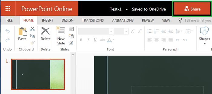 PowerPoint file selected on OneDrive